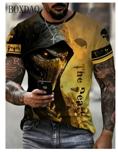 Horror Death Skull hombres Camisetas manga corta al por mayor estampado <span class=keywords><strong>Terror</strong></span> Hip Hop Camiseta cuello redondo verano Tops ropa hombres camisetas - Product Image 2