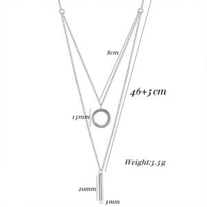18K Gold Plated Stainless Steel Round Circle <b>Ring</b> Multiple Designs Bar Geometric Charm Pendant <b>Necklace</b> - Product Image 2