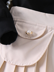 Abbigliamento per bambini abito da ragazza Cross-border nero Top a maniche lunghe + gonna plissettata - Product Image 5