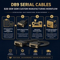 Kabel Serial Crossover RS232 DB9 Female ke Female 1m Custom, Pelindung Jalinan PVC, Kabel Komunikasi Null Modem untuk Port COM Stok Tersedia
