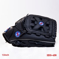 Gant de softball noir en gros, 13 pouces, pour adulte, avec poche profonde, en cuir de vachette renforcé, pour l'extérieur, gants de baseball