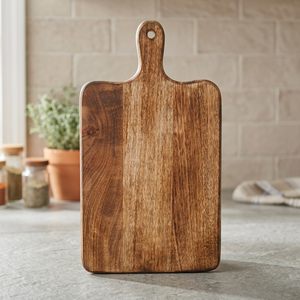 Planche à découper rectangulaire en bois avec poignée, finition bois naturel - Product Image 3