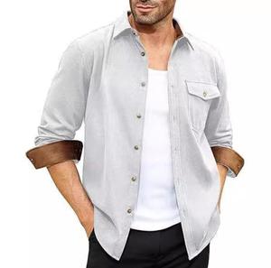 Nuova Collezione Autunno/Inverno: Camicie Casual da Uomo per <span class=keywords><strong>Giovani</strong></span>, Disponibili in Stock, per Uso Quotidiano e <span class=keywords><strong>Vacanze</strong></span>, Tinta Unita - Product Image 3