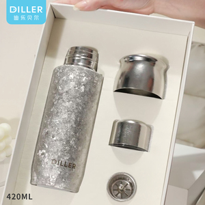 DILLER Titanium <strong>Bottle</strong> Eco-Friendly Gift Box 420ml Coffee Tumbler <strong>Luxury</strong> Insulated <strong>Water</strong> <strong>Bottle</strong> for Kids Vacuum <strong>Bottle</strong> Type - Product Image 1