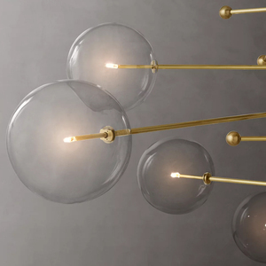 Lustre en verre moléculaire à tige verticale personnalisable, luminaire suspendu à bras réglable pour villas et projets commerciaux - Product Image 2