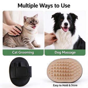 Guante de Silicona para el Cuidado de Mascotas, Cepillo de Masaje para Perros y Gatos, Guante de Baño para Eliminar el Pelo Suelto, Ajustable con Velcro - Product Image 1