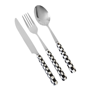 Juego de vajilla de acero inoxidable occidental de alta calidad, lavavajillas a cuadros multicolor, seguro, ecológico para <span class=keywords><strong>restaurante</strong></span> de Hotel - Product Image 6