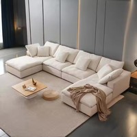 Canapé modulaire carré moderne avec éponge haute densité et tissu écologique blanc pour salon, villa, parc, mobilier modulaire