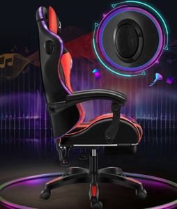 Fauteuil de jeu inclinable Fauteuil de jeu massant RVB avec lumières Fauteuil de course Predator en cuir avec repose-pieds - Product Image 2