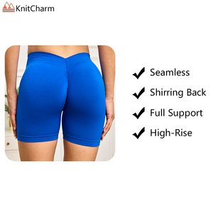 Bán buôn liền mạch nén cao shirring trở lại phòng tập thể dục Biker quần short scrunch Butt quần short tăng cao cho phụ nữ phòng tập thể dục tập thể dục - Product Image 4