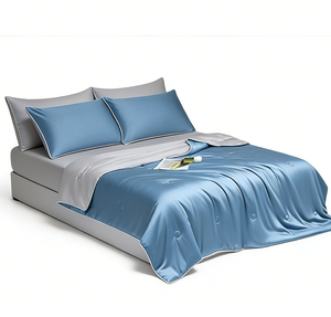 Juego <span class=keywords><strong>de</strong></span> Ropa <span class=keywords><strong>de</strong></span> <span class=keywords><strong>Cama</strong></span> <span class=keywords><strong>de</strong></span> Lujo DL, Edredón <span class=keywords><strong>de</strong></span> Seda Lavada <span class=keywords><strong>de</strong></span> Color Sólido con Relleno Alternativo <span class=keywords><strong>de</strong></span> Plumón, Acolchado con Estampado Activo OME - Product Image 4