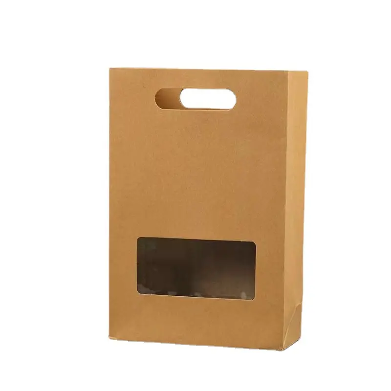 Sacola de presente de papel artesanal marrom de Natal sacolas de papel assadas feitas à mão