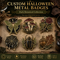 Broches et badges en émail personnalisés, design gothique botanique, insectes naturels (mouche, champignon), pour Halloween, cadeaux de détail