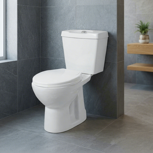WC deux pièces en céramique de style européen, design italien avec siphon en P, chasse d'eau double, pour salle de bain - Product Image 2