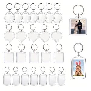 Porte-clés en acrylique transparent <span class=keywords><strong>personnalisé</strong></span>, formes irrégulières, blancs, formes, porte-photos transparents, porte-clés personnalisés, chaînes - Product Image 1