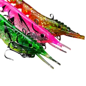 Appât souple multi-articulé en forme de <span class=keywords><strong>crevette</strong></span> avec hameçon triple renforcé, 103 mm, 11,2 g, 10 couleurs, avec paillettes, pour la pêche en eau salée - Prix abordable - Product Image 4