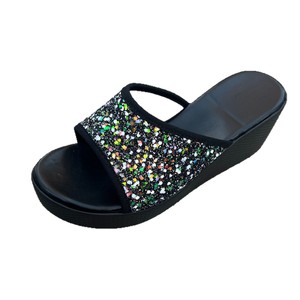 Sandalias de cuña con una tira y purpurina para mujer al por mayor, cómodas, ligeras, informales, para verano y exteriores - Product Image 1