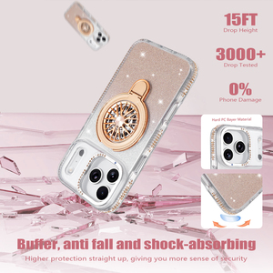 Nouvelle coque de téléphone transparente incrustée de diamants avec support gyroscopique rotatif à 360° pour iPhone 17 Pro Max 16 15 14 13 - Product Image 4