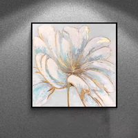 Peinture murale 100 % peinte à la main, motif floral abstrait, vagues océaniques, texture épaisse au couteau, peinture à l'huile sur toile, vente en gros