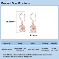 Boucles d'oreilles pendantes trèfle à quatre feuilles en argent sterling 925 avec zircon, porte-bonheur
