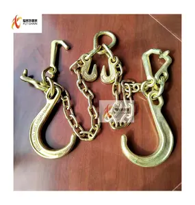 FLT G70 Yellow Galvanized Trailer Towing Chain For Shipping With Double 8" J Hooks