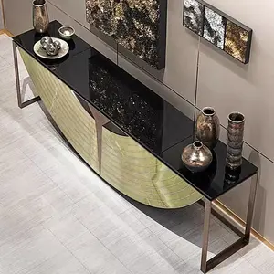Lüks Redesign yüksek kaliteli mobilya çin yarı dairesel doğal mermer konsol masa Modern