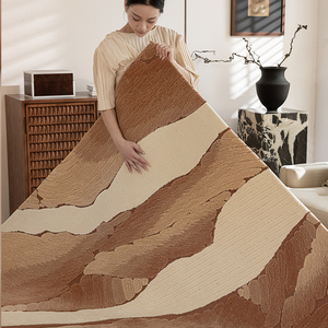 Tappeto marrone caldo con trapuntato a mano in lana personalizzato per casa di lusso in seta di bambù fatto a mano tappeto elegante per soggiorno, <span class=keywords><strong>Area</strong></span> Lounge - Product Image 3