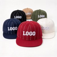 Casquette de baseball à 6 panneaux à rayures verticales personnalisées, en polyester et coton, avec fermeture snapback réglable, style streetwear