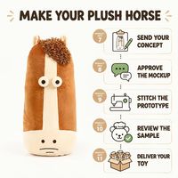 Peluche personnalisée tête de cheval à face longue, fabrication directe usine OEM ODM, en coton PP et polyester, animal en peluche en gros, MOQ, peluche amusante