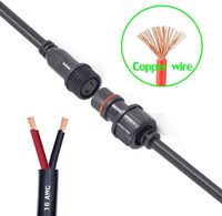 Connecteurs en cuivre étanches IP68 M12, fiche mâle/femelle 2 broches, 250V 10-15A pour voiture, camion, bateau, intérieur/extérieur, bandes LED