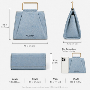Women Denim Top Handle Handbag Structured Tote Purse Light Blue Casual Fashion Handbag For Daily Use - Product Image 6