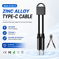Cable Tipo C 2 en 1 de Aleación de Zinc de 8 cm, Nuevo, Directo de Fábrica, Carga Rápida, Sincronización de Datos, Compatible con QC, Accesorios para Impresora, Teléfono y Tableta