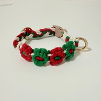 Boho Weihnachtsgeschenk Handgefertigtes Makramee-Halsband Verstellbare Gewebte Feiertagsdekoration für Welpen Weihnachtsdeko