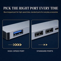 Station d'accueil USB-C 7-en-1 en alliage d'aluminium, adaptateur multiport pour bureau, configuration double écran, disponible en OEM et en stock
