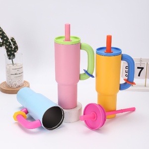 Extra <b>Large</b> 40oz Stainless Steel Tumbler with Oversized Handle Contrast Color Double Wall Vacuum Insulated Keeps Drinks Cold Hot - Product Image 6