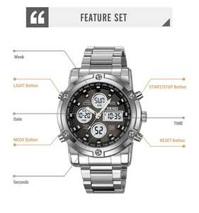 SKMEI # นาฬิกาดิจิตอล 2556 รุ่น 3ATM หน้าปัดใหญ่ ขายดี สายเหล็ก จอแสดงผลคู่ นาฬิกาธุรกิจ นาฬิกาอนาล็อก นาฬิกาสปอร์ต นาฬิกาควอตซ์ - Product Image 6