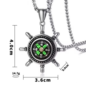 Collar de Cadena de Acero Inoxidable Vintage para Hombre, con Colgante de Brújula Posicionable, Joyería de Alta Calidad, Nueva Moda, Estilo Hip-Hop - Product Image 5