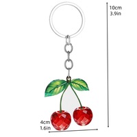 Porte-clés double face en acrylique cerise, porte-clés mignon en forme de fruit, breloque de sac personnalisable, accessoire décoratif, vente en gros