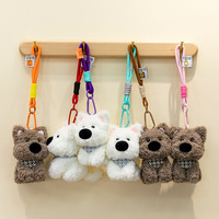 Porte-clés en peluche chien Westie blanc mignon de dessin animé avec écharpe bleue, personnalisable, pendentif animal en peluche doux pour breloque de sac, cadeau unisexe 10cm