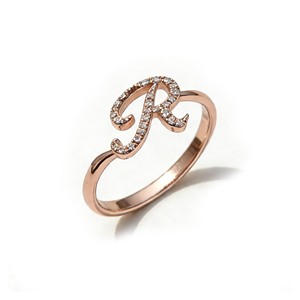 Bague de fiançailles personnalisée en or massif plaqué or 10K/14K avec diamant de laboratoire et zircon, style cluster, unisexe, mignonne, pour anniversaire, avec lettres de l'alphabet - Product Image 1