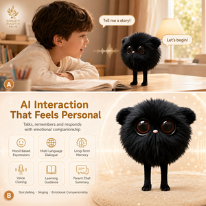 Peluche AI Black Elf Édition Limitée, yeux marrons, clonage vocal ChatGPT 69 langues, compagnon à mémoire longue durée pour enfants, 2.4G - Product Image 3