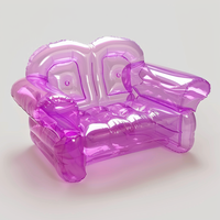 Canapé-lit gonflable extensible en plastique rose transparent pour adultes, utilisation extérieure et scolaire, fauteuil ottoman, échantillon gratuit, salle à manger/salon