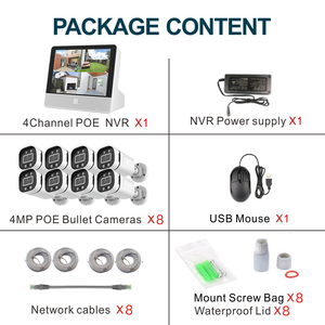 Kit de caméra de sécurité réseau IP POE TSEye 8CH 8MP 4K avec moniteur LCD, système de surveillance, étanche IP67 - Product Image 6