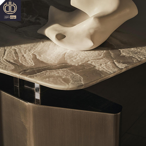 Cao cấp cong Đá Cẩm Thạch Bàn máy tính với màu xám kim loại cơ sở hiện đại điều hành nội thất văn phòng nhà - Product Image 3