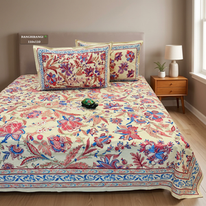 Parure de lit unie avec housse de couette imprimée florale, couvre-lit rouge et taies d'oreiller pour chambre à coucher et usage domestique - Product Image 3
