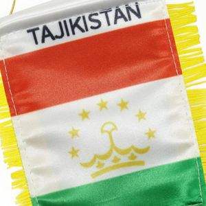 Custom Tajikistan Satin Mini Flag <b>Banner</b> with Yellow Tassels Digital Printed Car Pennant - Product Image 5
