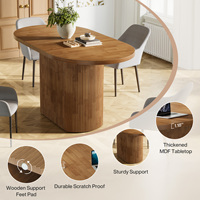 Table de conférence ovale Tribesigns de 47,24 pouces pour 4 personnes, table de réunion en bois rustique avec base polygonale, petit bureau