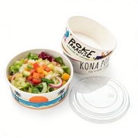 Bol à salade en papier 40oz jetable écologique épaissi biodégradable avec couvercle en PET impression personnalisée pour snacks, biscuits, café, petit-déjeuner, sucre