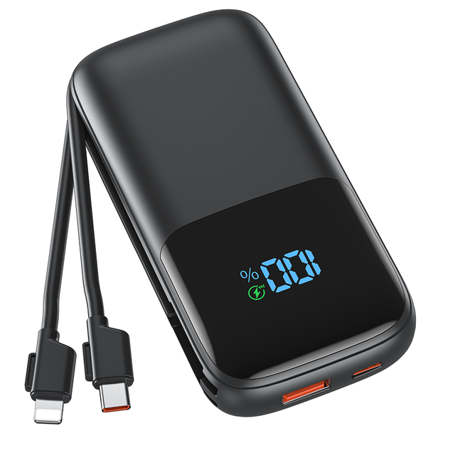 OEM Iphone Charger Battery Pack Type-C Built-In Cable 15W Fast Charging LED Display Dual USB Large Capacity Mini Power Banks