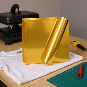 Vinilo Termotransferible Dorado de Alta Temperatura para Camisetas y Prendas de Vestir, Paquete de 5 Unidades de 12 x 10, Material de PVC para Impresión Digital - Product Image 2